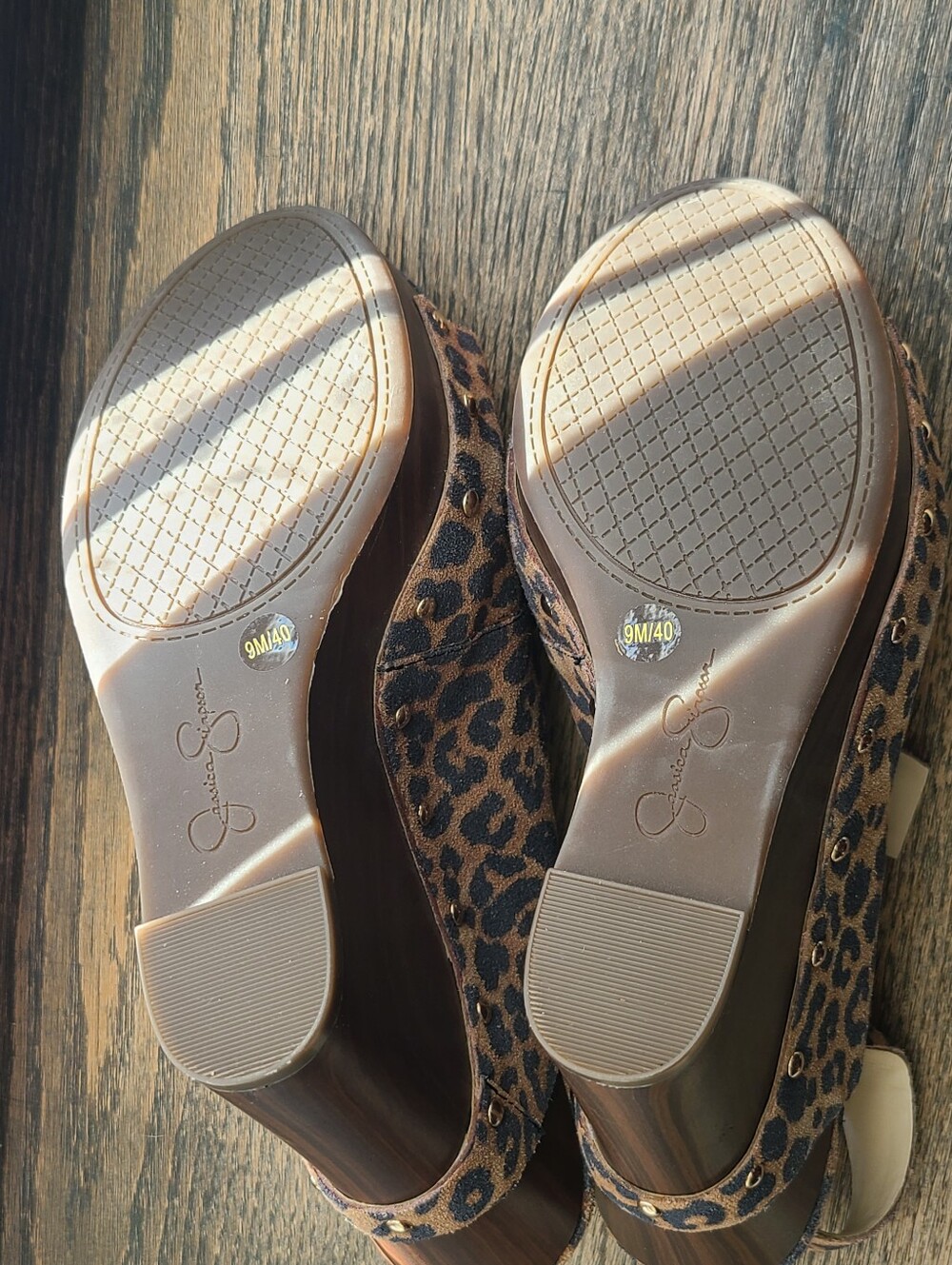 Jessica Simpson Tymina studded leopard print suede wedge sandals - Size 9 - Picture 11 of 16